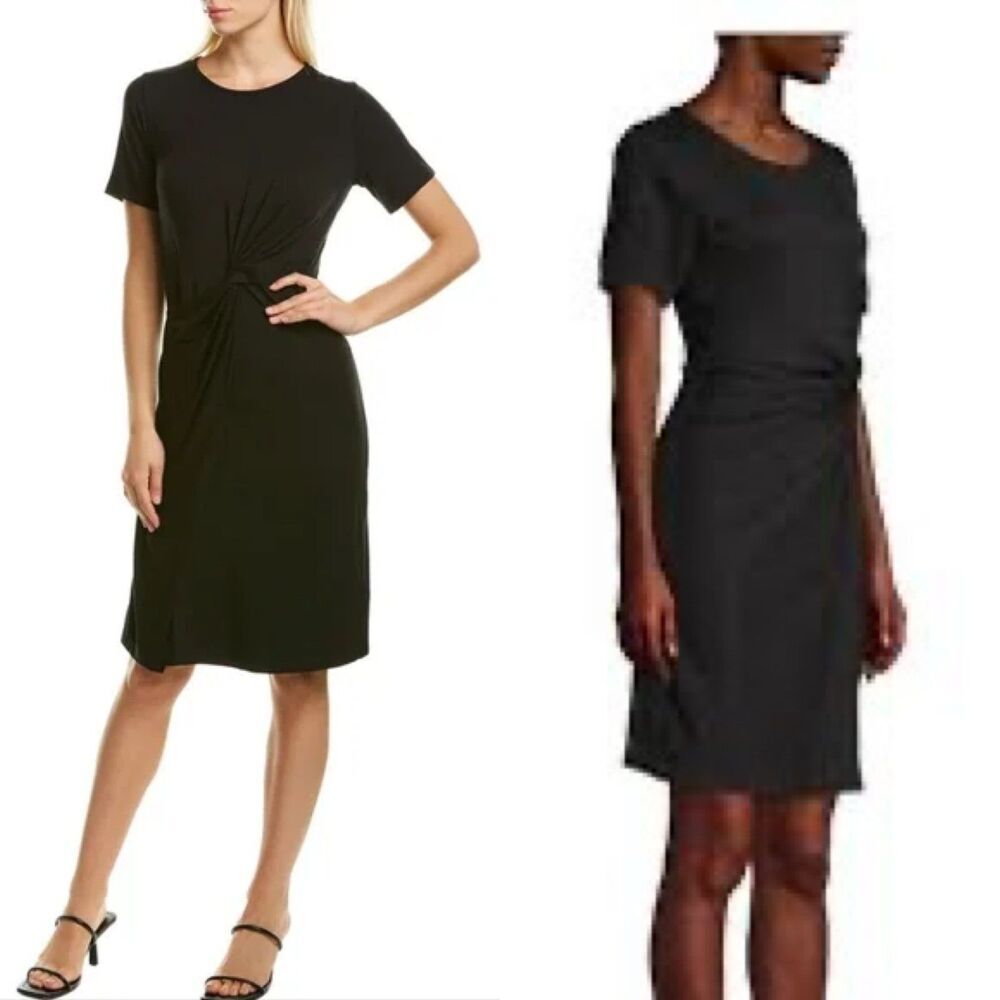 Kobi Halperin Women Size M Black Maddy Twist Front Jersey Sheath Dress Minimal